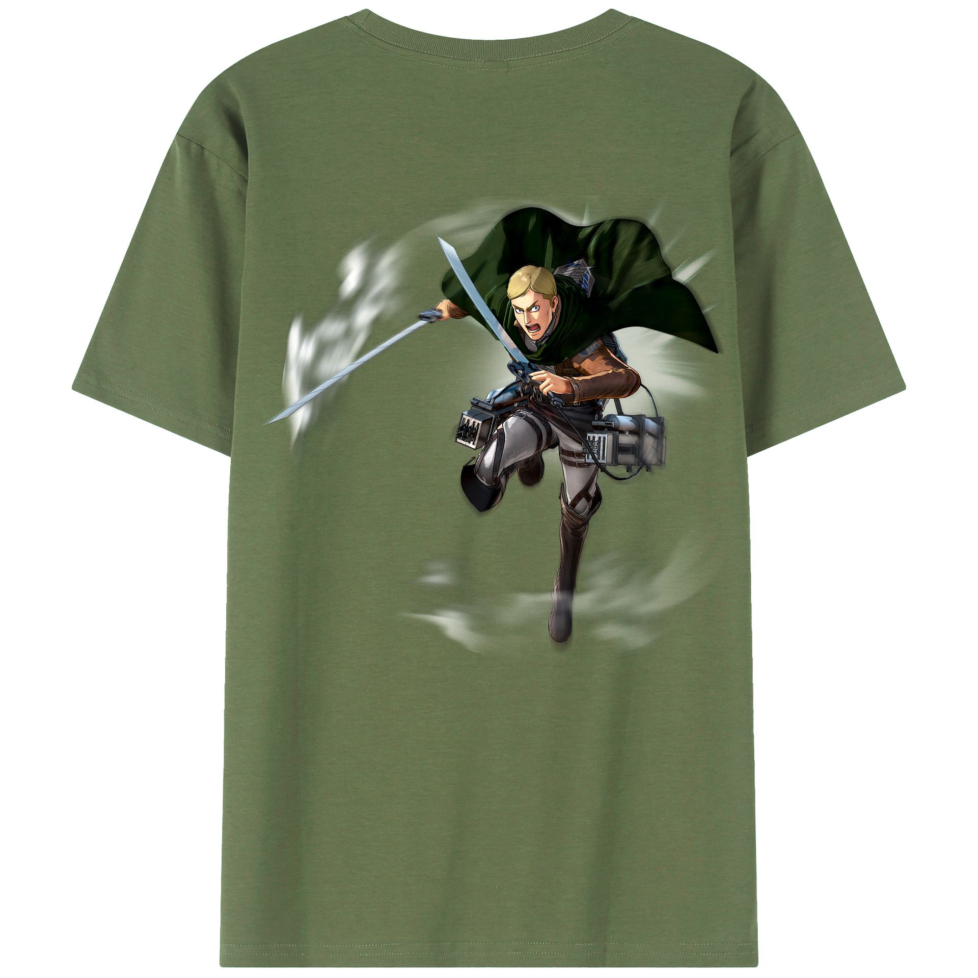 （画像用） 進撃の巨人 エルヴィン・スミス Attack on Titan Erwin Smith 綿100％ メンズ半袖Tシャツ（バックプリント） 通気性